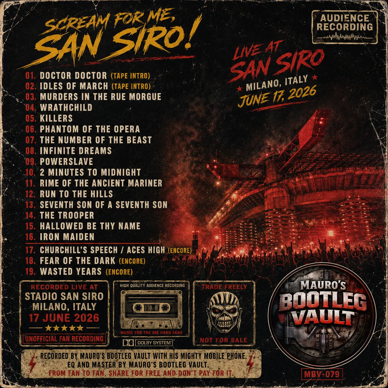 Iron Maiden, Milan 2026: cover art, back