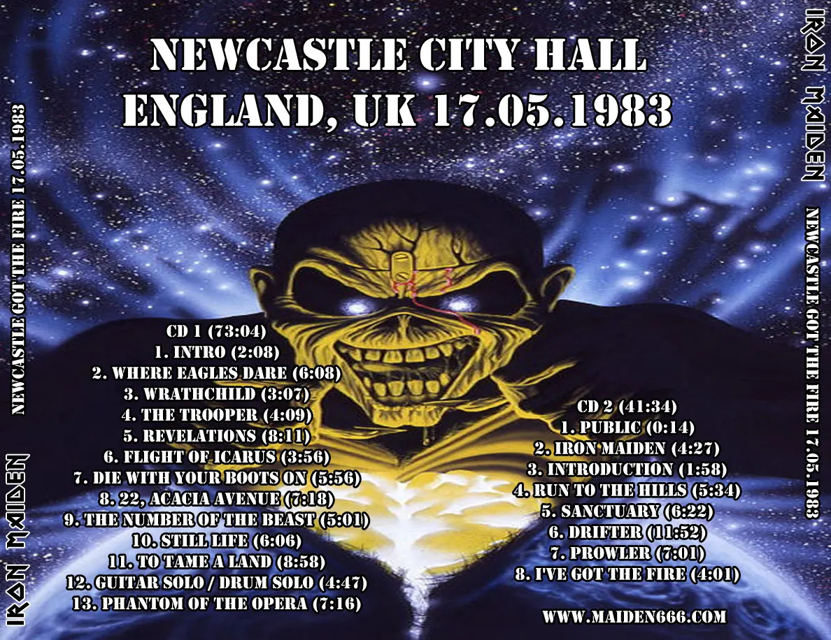 Iron Maiden, Newcastle 1983: cover art, back