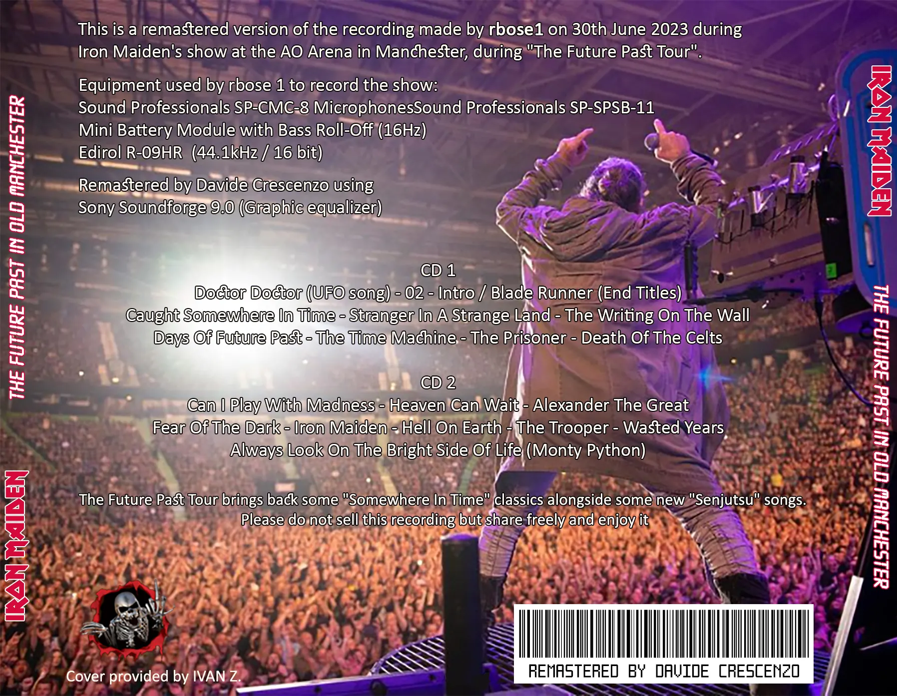 Iron Maiden, Manchester 2023: cover art, back