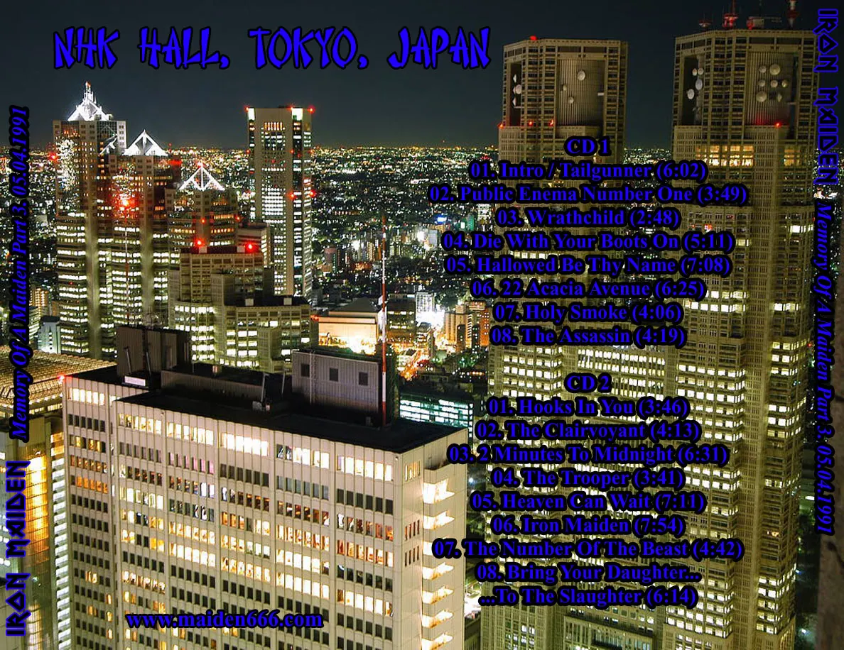 Iron Maiden, Tokyo 1991: cover art, back