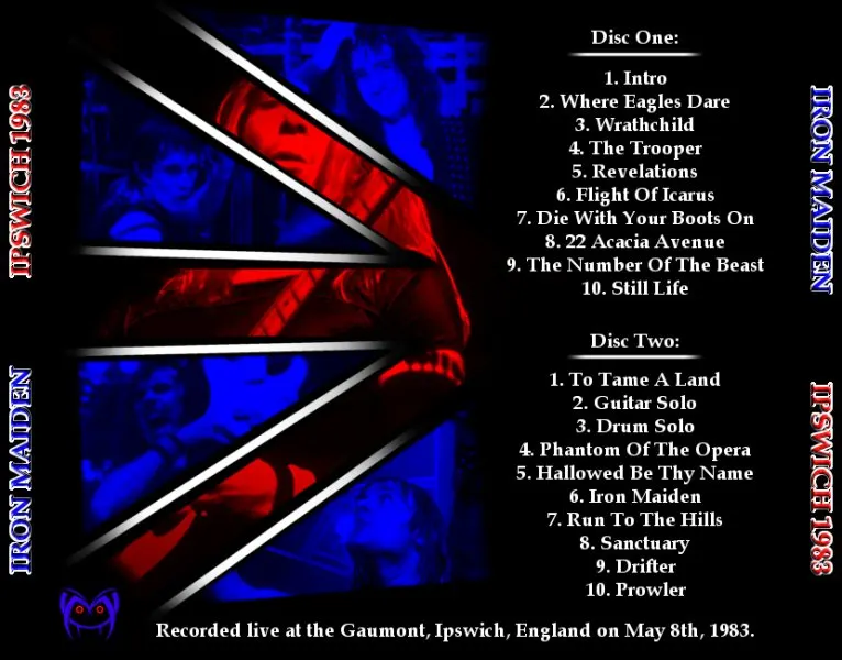 Iron Maiden, Ipswich 1983: cover art, back