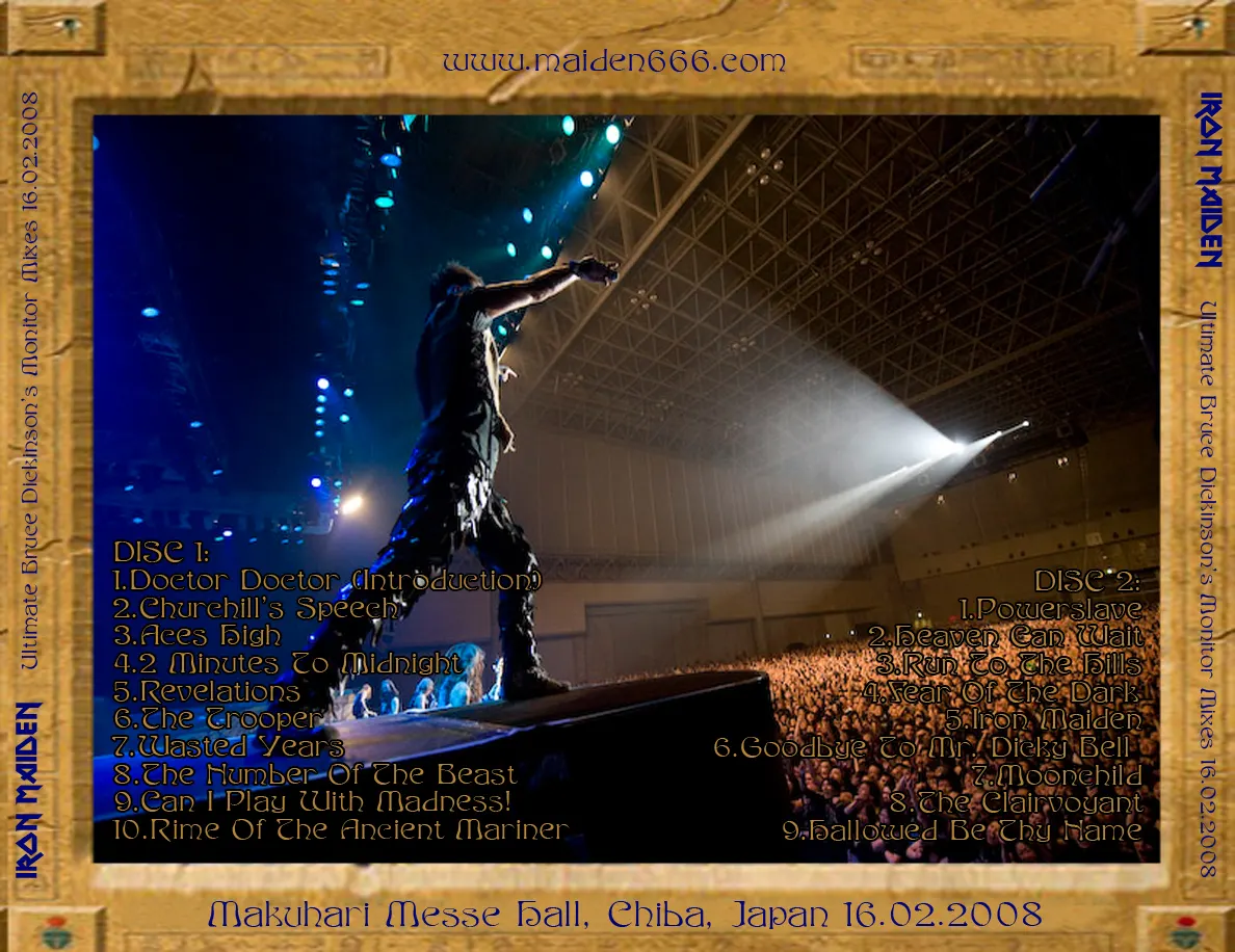 Iron Maiden, Tokyo 2008: cover art, back