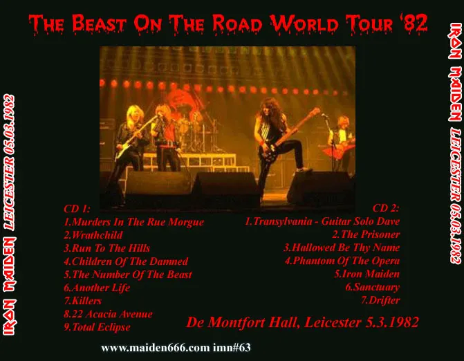 Iron Maiden, Leicester 1982: cover art, back
