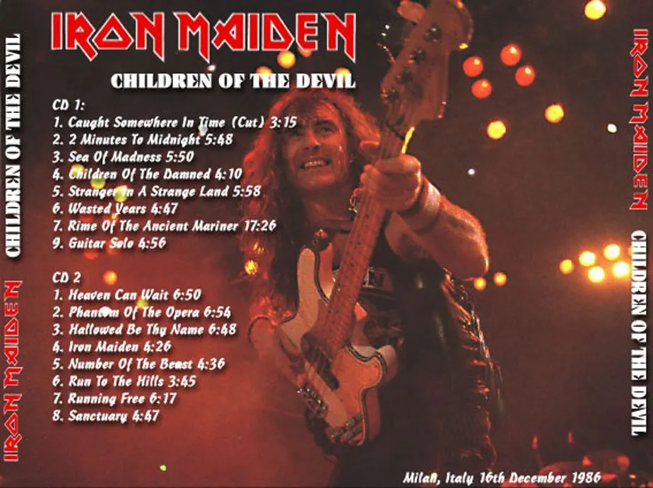 Iron Maiden, Milan 1986: cover art, back