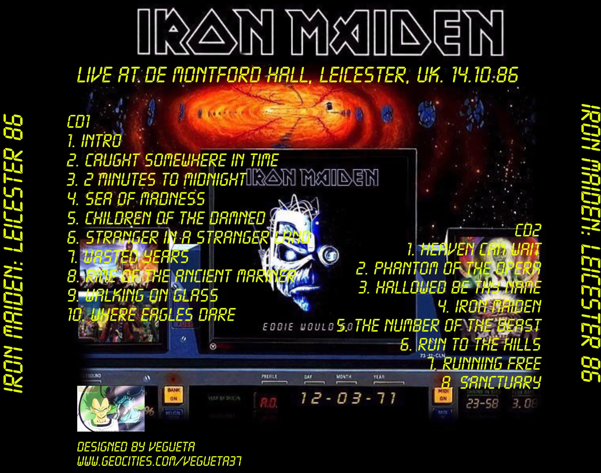 Iron Maiden, Leicester 1986: cover art, back