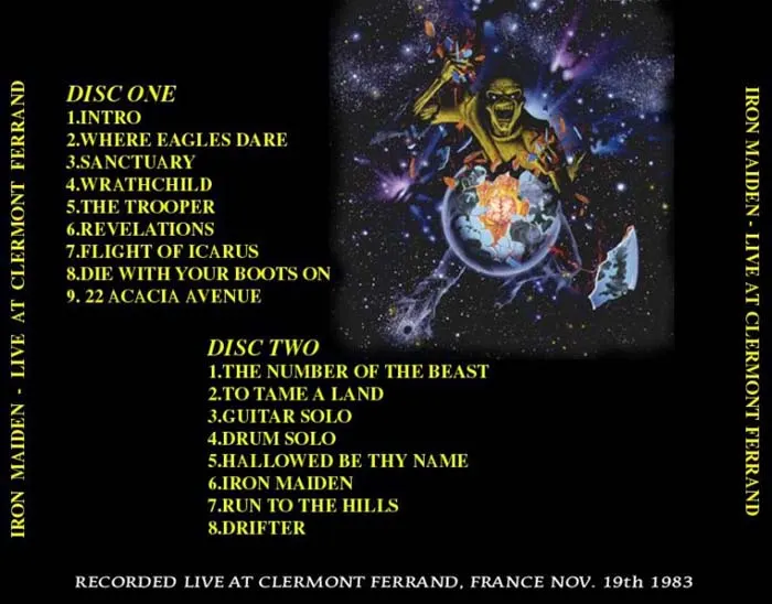 Iron Maiden, Clermont-Ferrand 1983: cover art, back