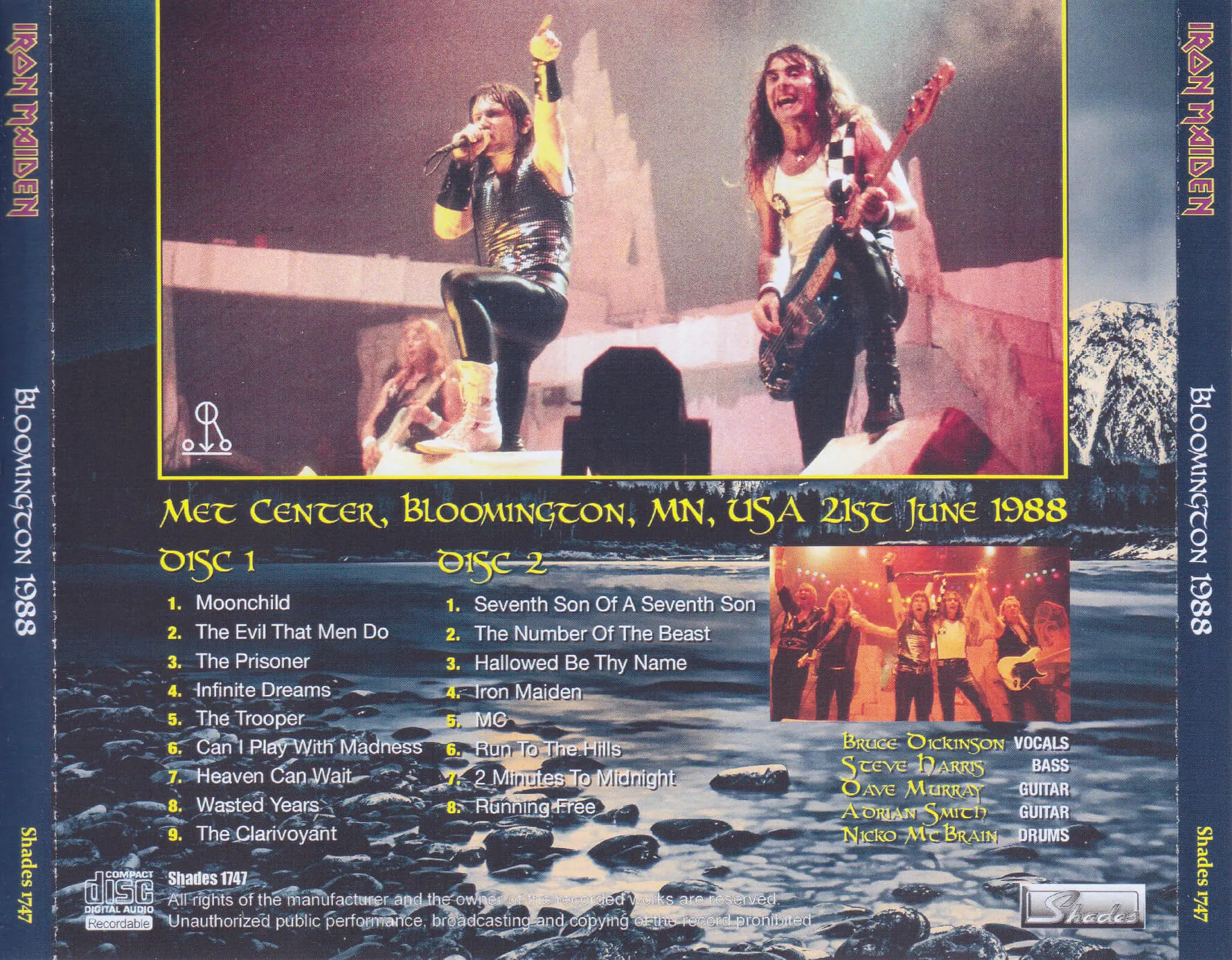 Iron Maiden, Minneapolis 1988: cover art, back