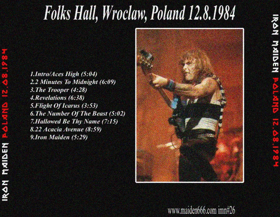 Iron Maiden, Wrocław 1984: cover art, back