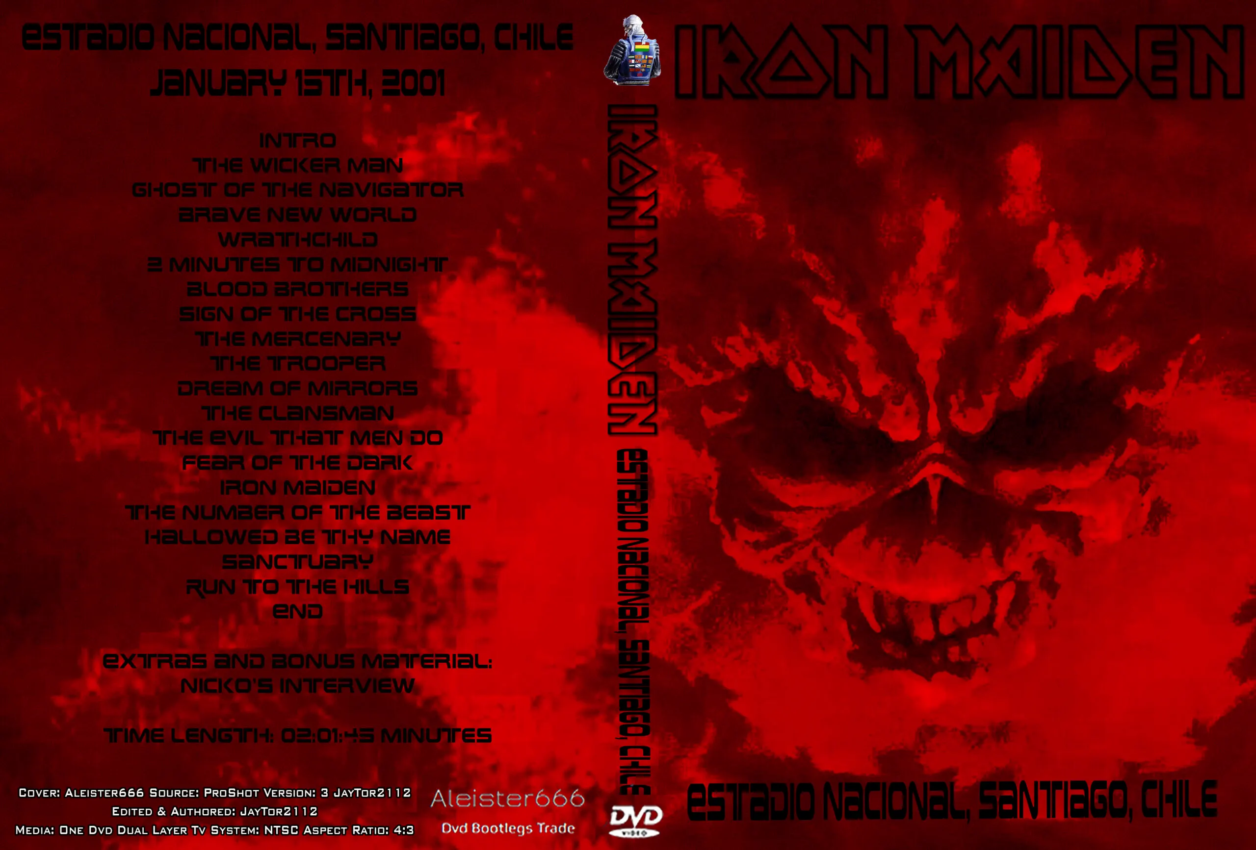 Iron Maiden, Santiago 2001: cover art, front