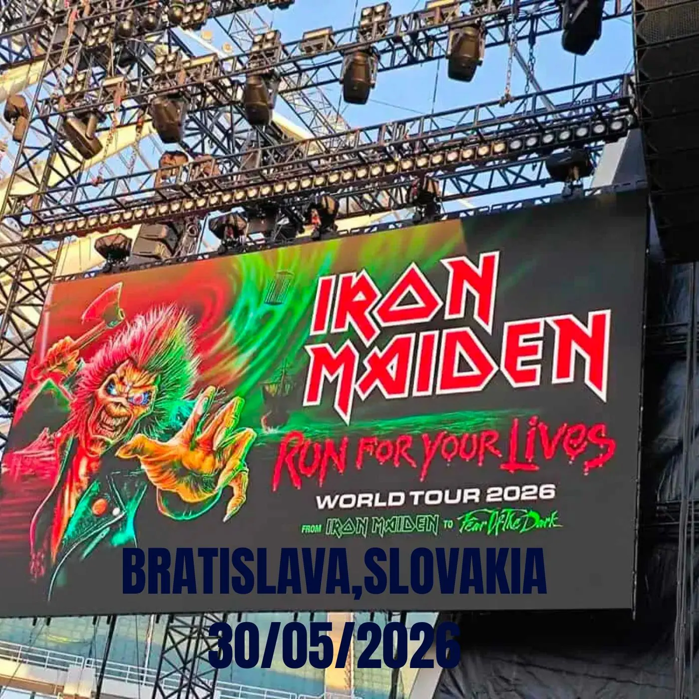 Iron Maiden, Bratislava 2026: cover art, front