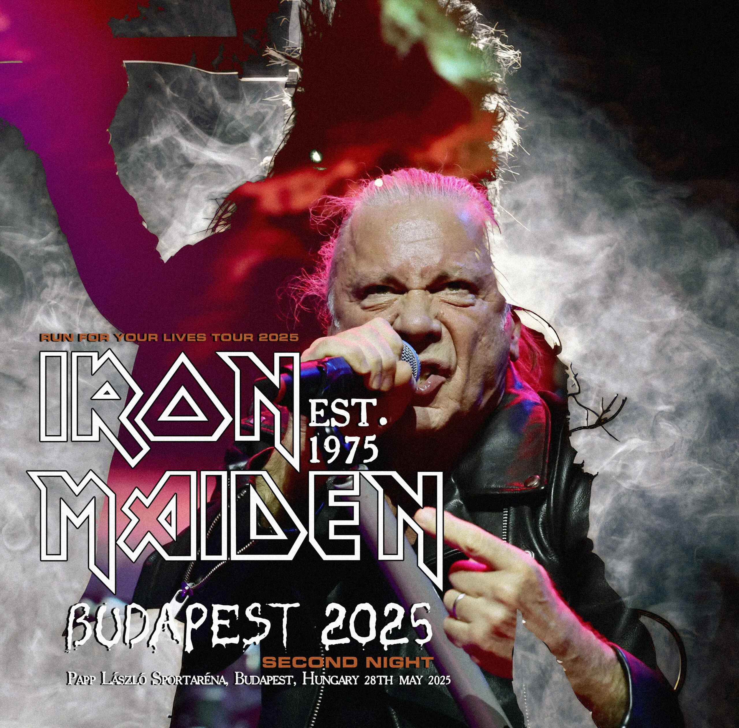 Iron Maiden, Budapest 2025: cover art, front
