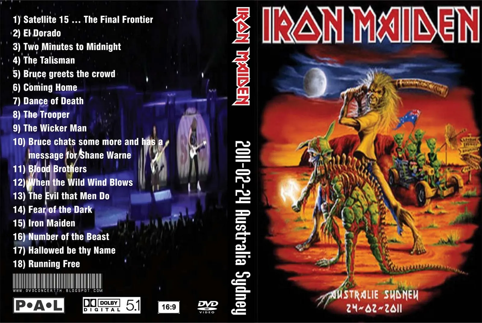Iron Maiden, Sydney 2011: cover art, front