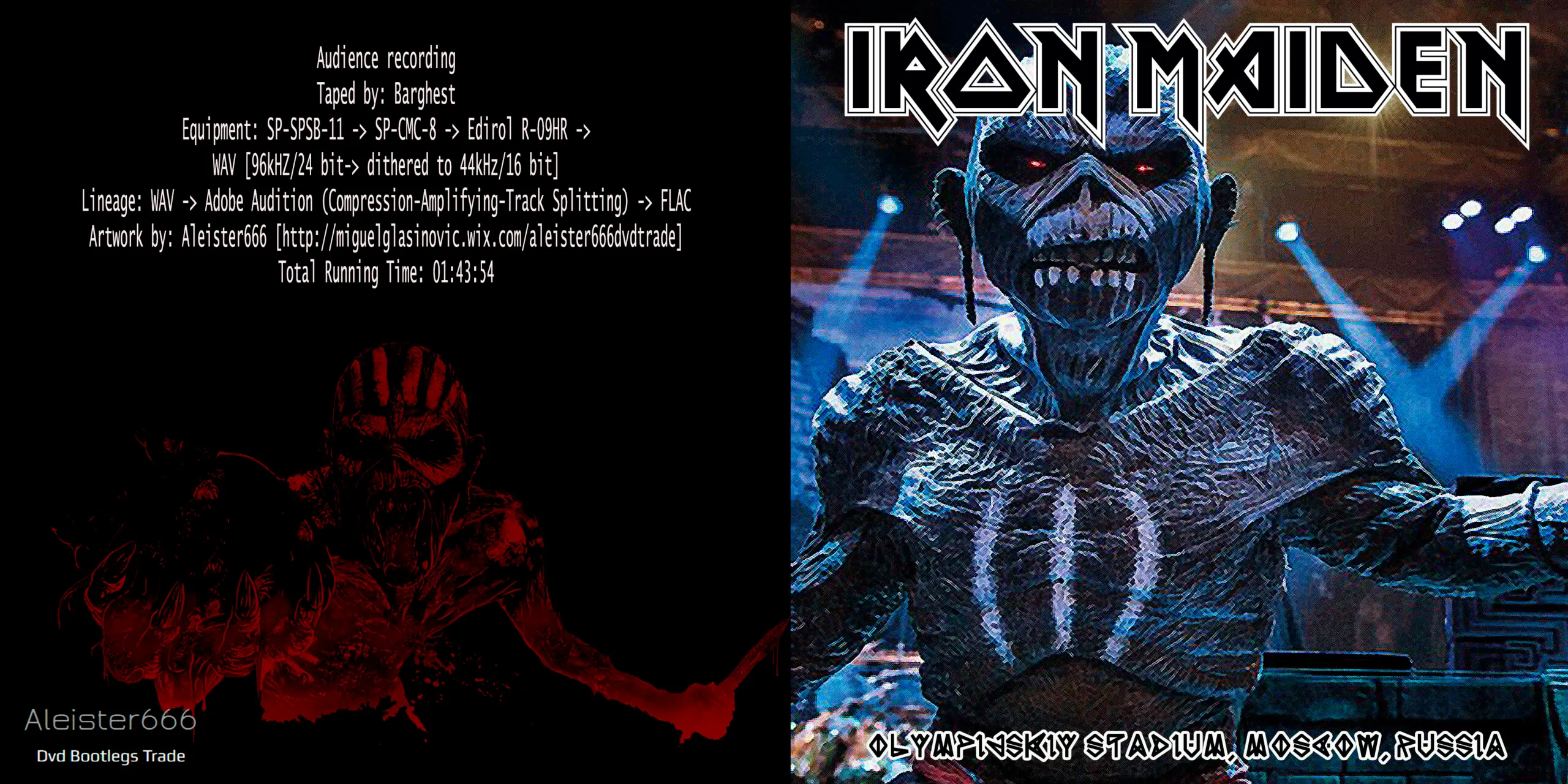 Iron Maiden, Moscow 2016: cover art, front