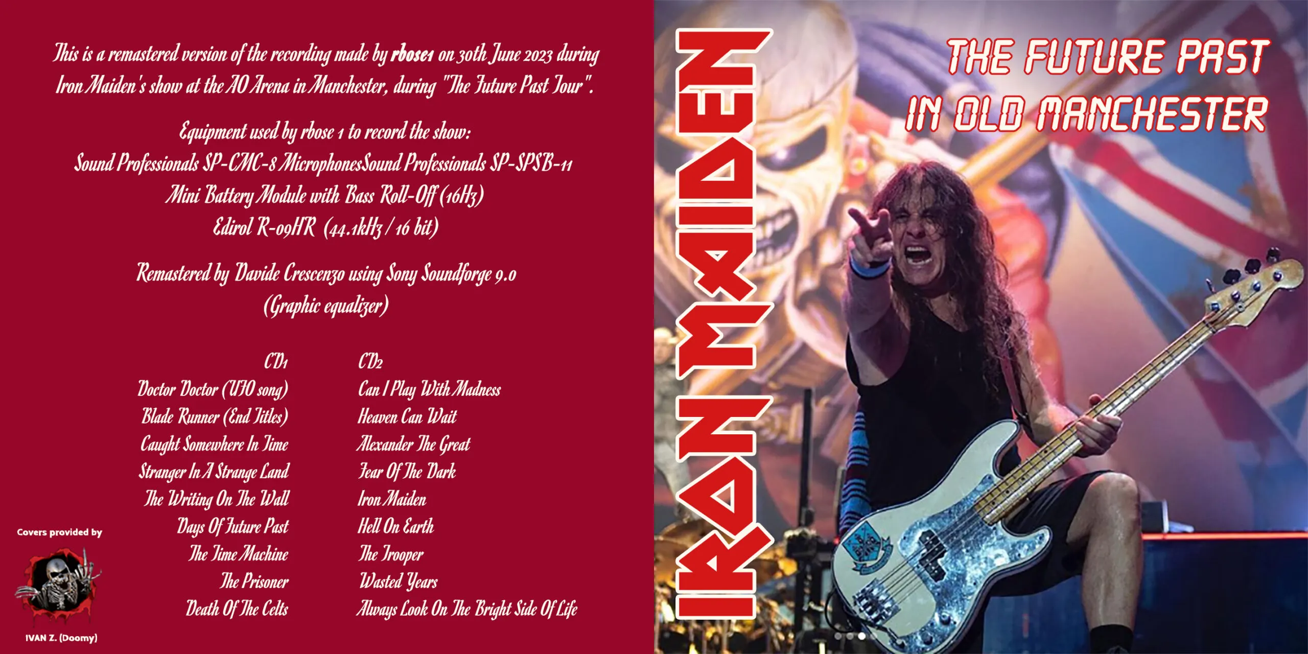 Iron Maiden, Manchester 2023: cover art, front